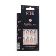 Kiss Masterpiece Press On Nails, Black Tips, Medium Length, Almond Shape, 30 Count
