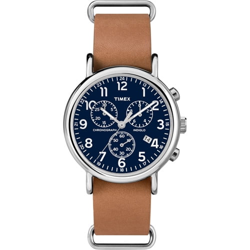 Timex Weekender Forty Chrono Watch, Tan Leather NATO-Style Slip-Thru Strap by Timex
