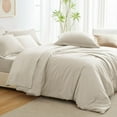thumbnail image 6 of King Size Comforter Set Beige - 7 Pieces Bed in a Bag Lightweight Bedding Set, All Season Soft 7PC Bed Set with Comforter, Flat Sheet, Fitted Sheet, Pillowcases & Pillow Shams, 6 of 8