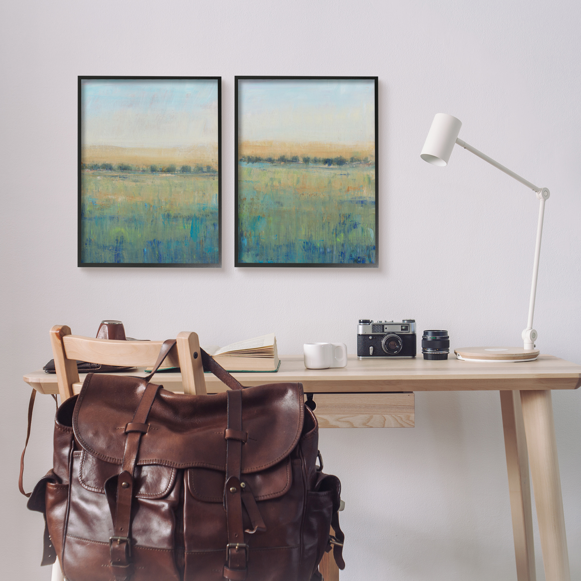 Stupell Industries Sunset Open Meadow Soft Green Floral Field Black Framed, 16 x 20