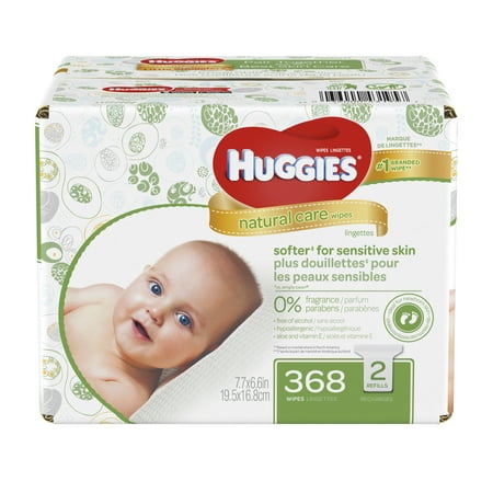 Huggies Natural Care Baby Wipes, Fragrance Free Refills (368 ct)