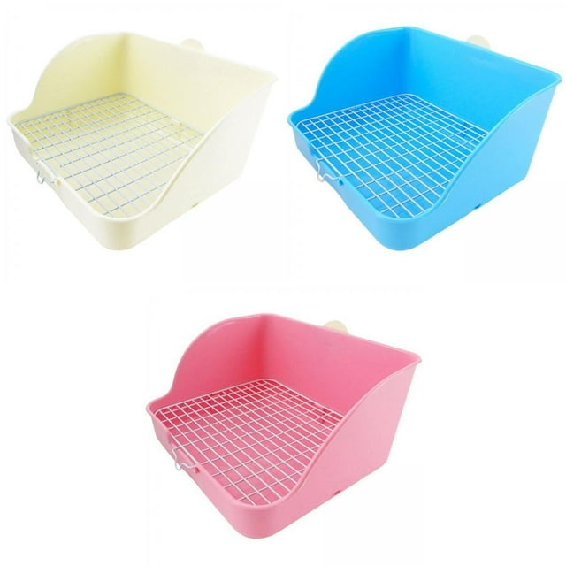 2x caja de arena para conejos, inodoro para mascotas para conejillo de , , chinchilla, plástico