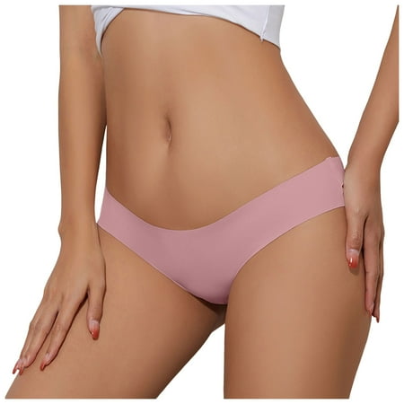 vigerkar Seamless Thongs for Women No Show Thong Panty Workout G-String Thongs Underwear Watermelon Red  S