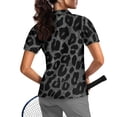 thumbnail image 2 of Whosucclay Black Grey Leopard Print Quick Dry Polo Shirts, Polyester Tennis Short Sleeved Shirt Lightweight Breathable Tennis Shirts for Golf Exercise Outdoor Activities Size Large, 2 of 10