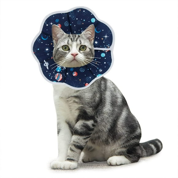 Jinsinto Cat Recovery Collar Cat Soft Cone Collar Pet Protective Cotton Cone Adjustable Fasteners Collars for Cats Puppies,Blue (Large)