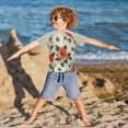 thumbnail image 3 of FORMRS Boys Rash Guard Short Sleeves Swim Shirt Quick Dry UPF 50+ Sun Protection, Sizes 3-12T, Large Red Floral Pattern, 3 of 6