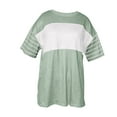 thumbnail image 6 of Delayuji Summer Tops Trendy Oversized 2025 Crewneck Casual Color Block Striped Womens Shirts Blouses Green Xxl Polyester,Spandex Short Sleeve Shirts for Women, 6 of 7