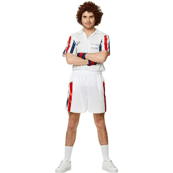 Tennis Player Costume Set - Halloween Mens 80s Sports Athelete, Large White