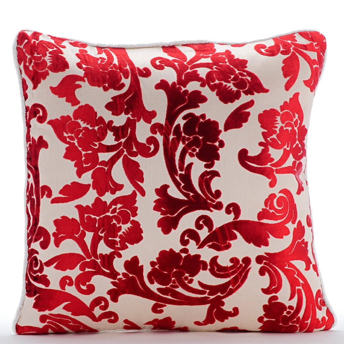 Pillow Cover, Cayenne Red Throw Pillow Cover, Red Floral Pillow Cover