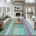 thumbnail image 4 of Area Rug for Living Room, Purple Green Boho Non-Slip Indoor Ex Large Carpet for Bedroom/Dining Room, Vintage Ethnic Tribe Abstract Art Washable Low-Profile Rectangle Floor Runner Rugs - 8 x 10 Ft, 4 of 7
