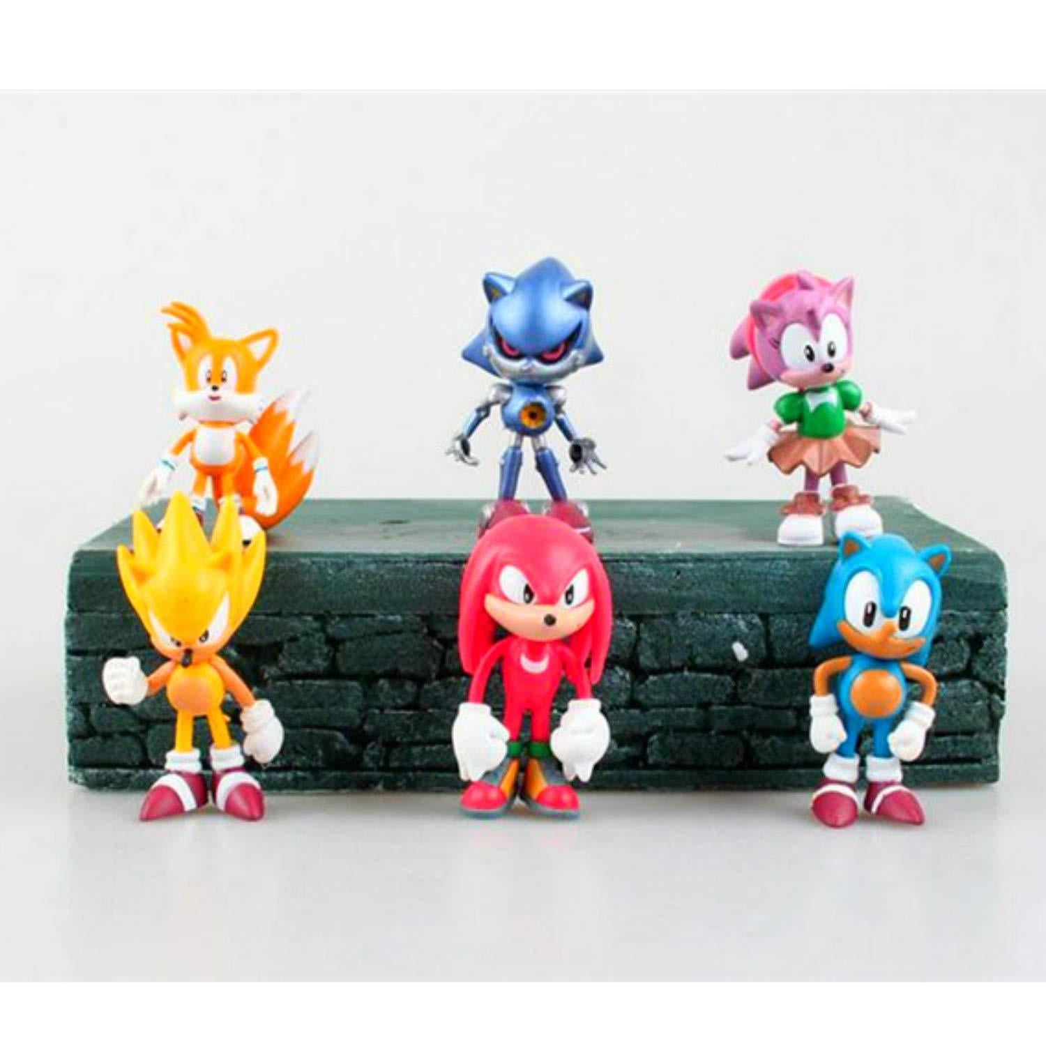 Set of 6pcs Inspired by Sonic The Hedgehog Action Figures Cake Toppers 2.7" 