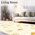 thumbnail image 2 of ODIKA 4'x6' Machine Washable Non-Slip Area Rug, Seashell Nautical Waves with Scattered Conch Design Floor High Traffic Rug, Gold, 703592, 2 of 7