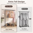 thumbnail image 5 of TreGazze Rolling Clothes Rack with Wheels, Portable Garment Clothing Rack for Hanging Clothes and Shoes, Black, 5 of 10