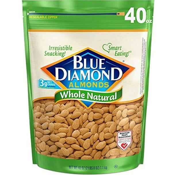 Blue Diamond Almonds, Whole Natural, 40 Ounce