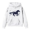thumbnail image 3 of HUITKMM Girls Horse Print Hooded Sweatshirt Long Sleeve Pullover Top for Kids, 3 of 3