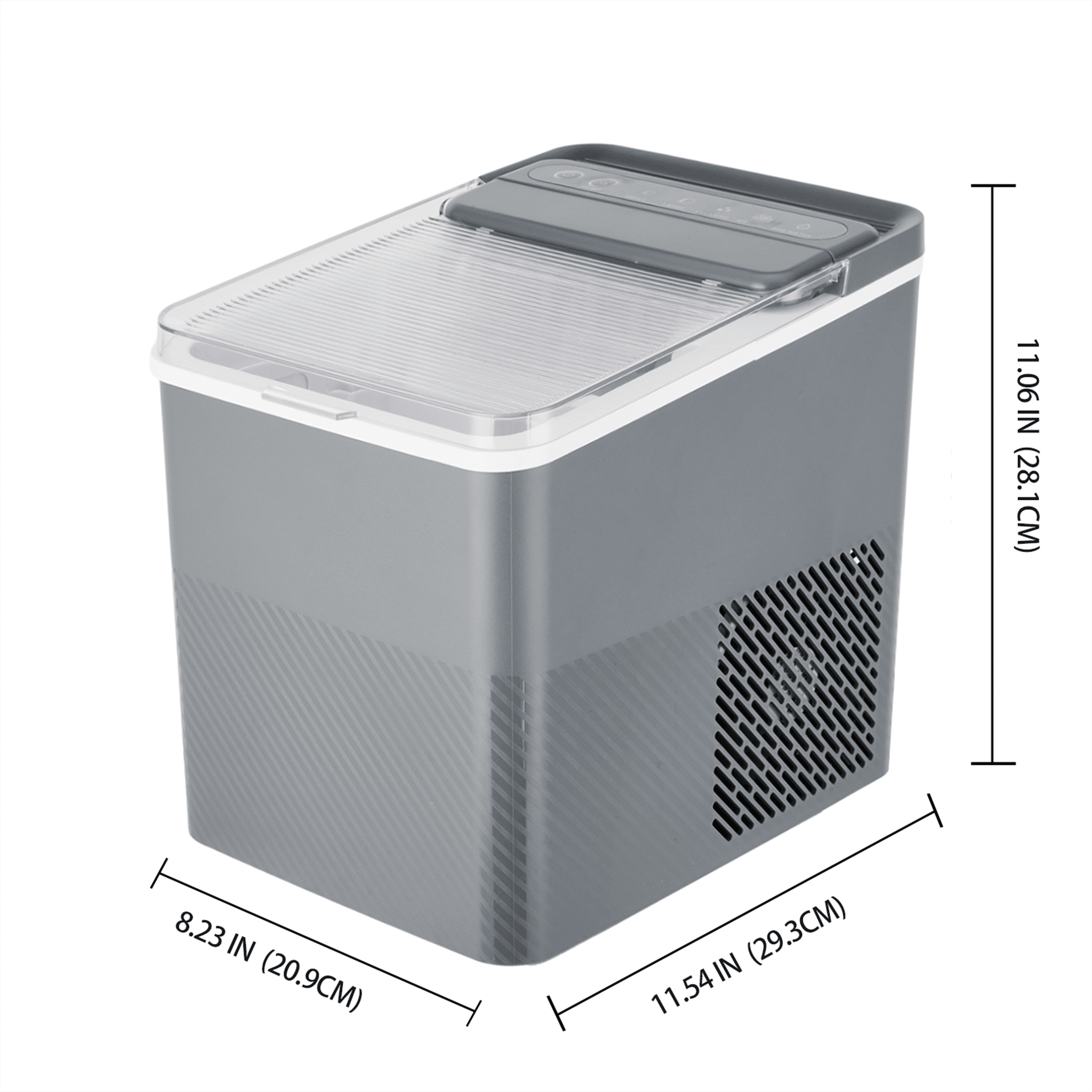 Mainstays Portable Countertop Ice Maker, 26 lbs Per Day, Compact Ice Machine with Quick Ice Cycles, No Plumbing Required, Grey