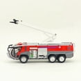 thumbnail image 3 of 1:50 Alloy Pull Back Airport Fire Truck Car Model Lights and Sounds, Red for Display and Play, 3 of 7