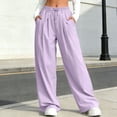 thumbnail image 2 of AHTJRT Drawstring Pants for Girls Boys Casual Lightweight Elastic Waist Trousers with Pockets Summer Outdoor Camping Hiking Fishing Bottoms Purple 5-6 Years, 2 of 6