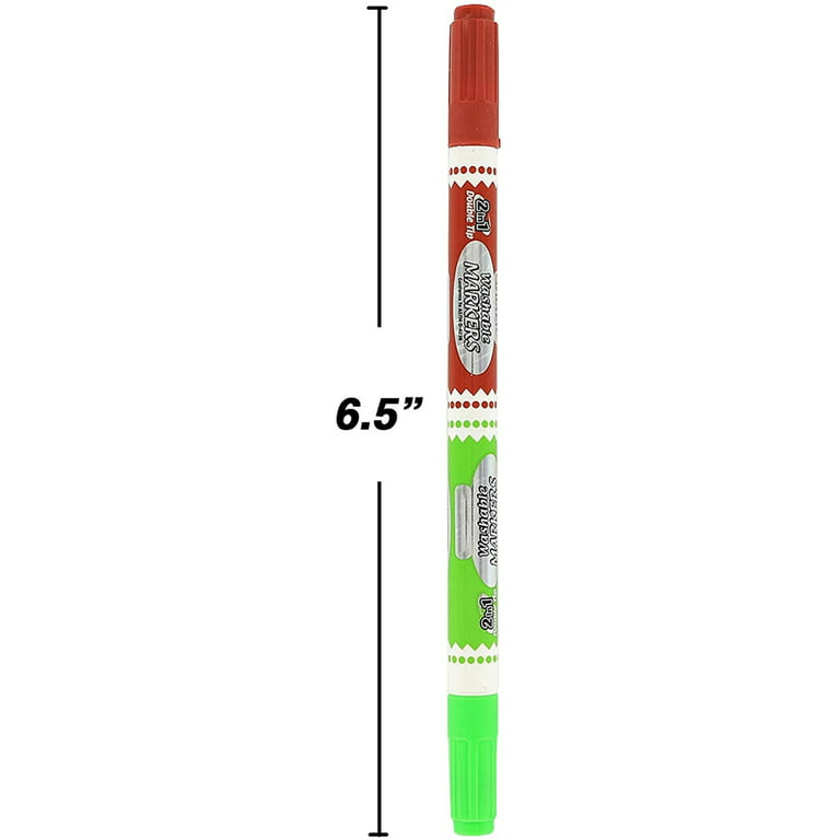 Emraw 10 Multi Color Double- Tip Washable Dry Erase Markers Comfortable  Grip (2 Pack) 