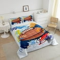 thumbnail image 3 of Football Comforter Set Full Teen Sports Bedding Set Bedroom Decor,Watercolor Tie Dye Hand Drawn Graffiti Football Bedding Comforter Sets Rugby Quilt Duvet 2 Pillow Cases Colorful Brown, 3 of 6
