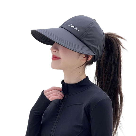Alkepwun Womens Baseball Caps UPF Protection Adjustable Quick-Dry Wide Brim Hollow Top Sun Hat Lightweight Breathable Portable Outdoor Sports Beach Hats with Ponytail Opening