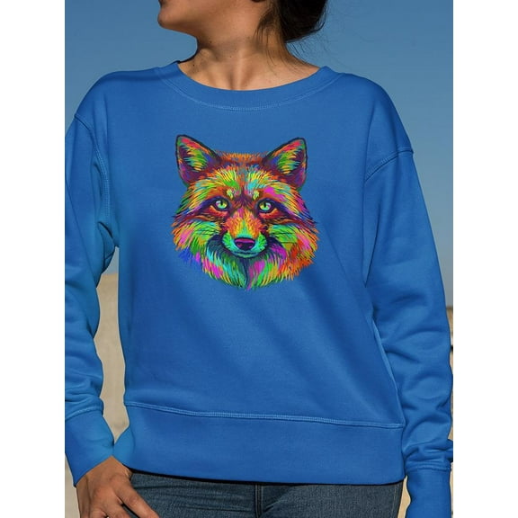 Pop Art Fox Head Sweatshirt Women's -Image by Shutterstock