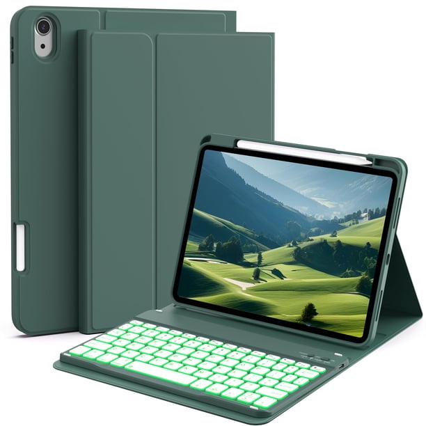 Funda con Teclado Retroiluminado Verde JKSML para iPad 11ª Generación 11"
