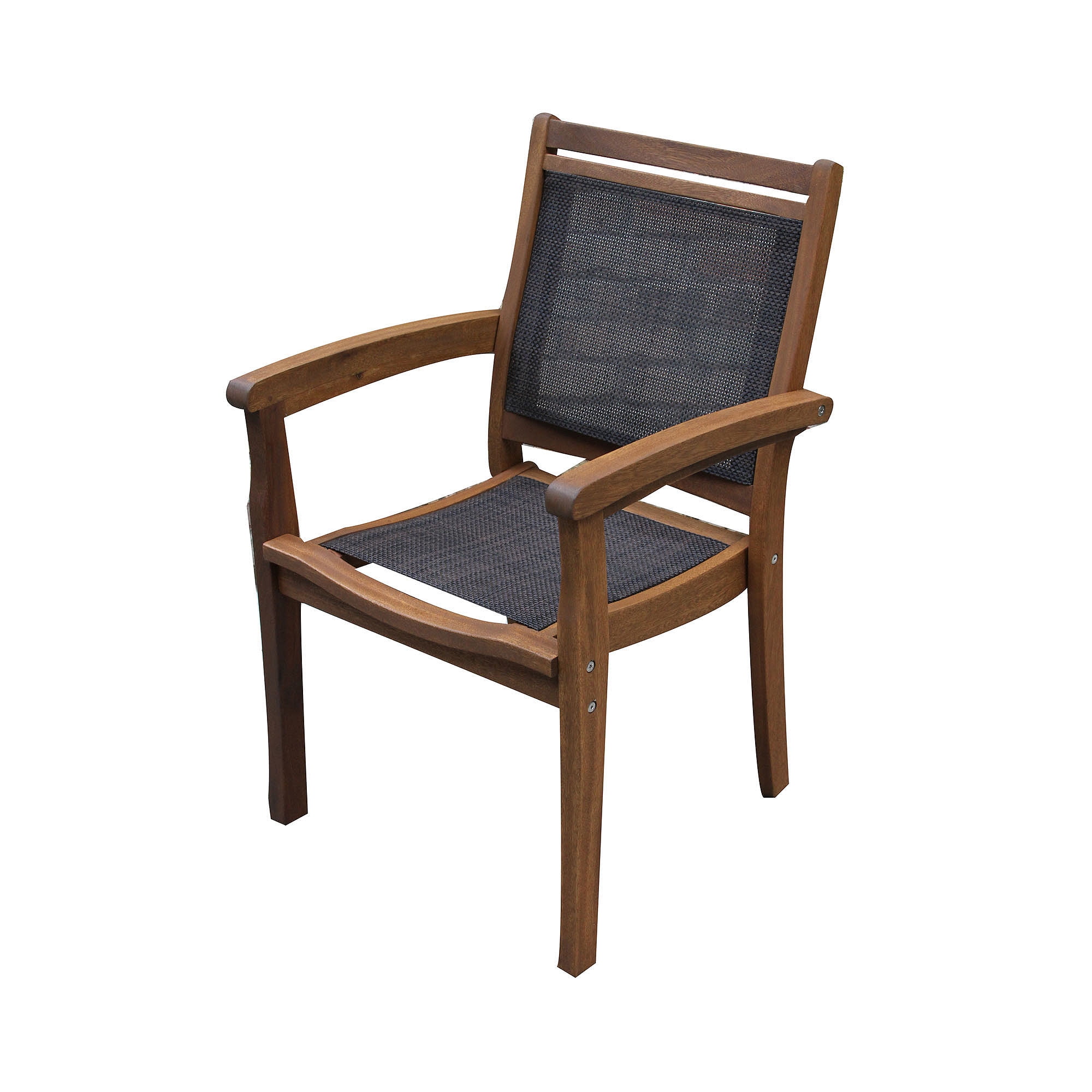 Outdoor Interiors Stackable Eucalyptus and Sling Outdoor Dining Chair - Walmart.com
