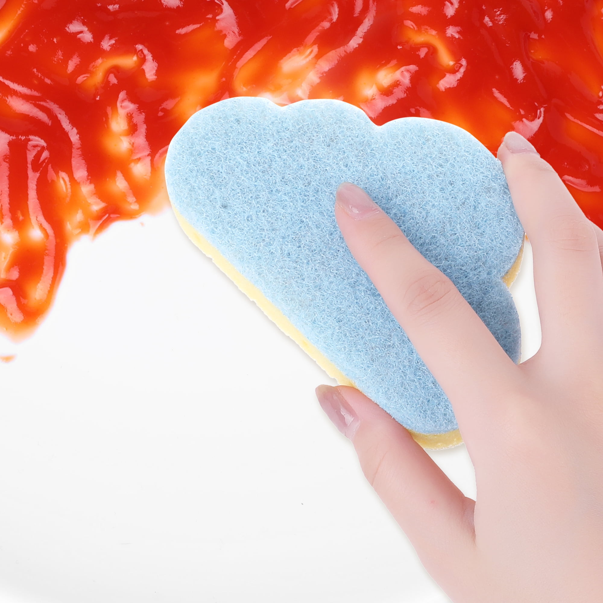 Unique Bargains 4 Pack Scrub Sponge Cloud Shape Sponges Blue