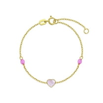 14k Gold 5.5" Mother of Pearl Hearts Baby / Toddler / Kids Bracelet