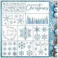 thumbnail image 1 of Plantillas navideñas de pino y copos de nieve para manualidades en madera, puertas, ventanas y lienzos, plantillas reutilizables de pintura de feliz Navidad (10 copos de nieve), 1 of 9