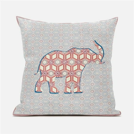 

Amrita Sen Designs CAPL798FSDS-ZP-18x18 18 x 18 in. Elephant Silhouette Duo Suede Zippered Pillow with Insert - Grey Beige & Blue