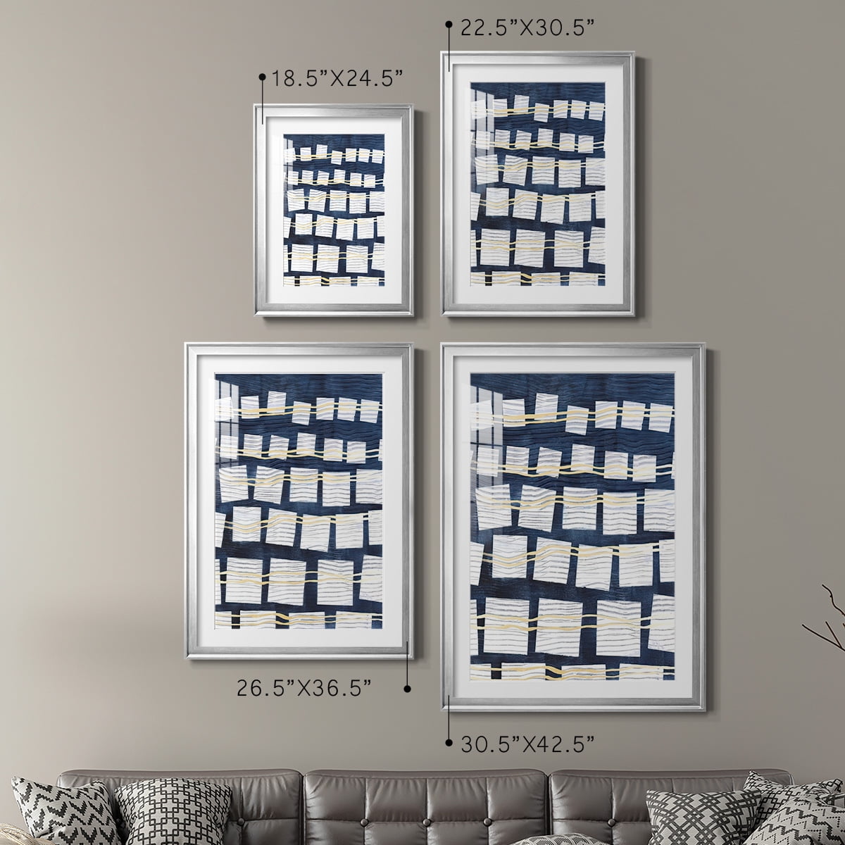 Wexford Home Networks III Premium Framed Print, 26.5" x 36.5" - Ready to Hang, Silver (Set of 2)