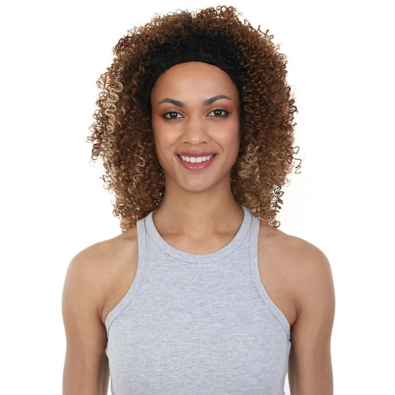 LUXLUXE Zenobia Curly Kinky 18 in Long Half Wig Mix Human Hair and Synthetic Fibers, Multiple Shades of Natural & Blended Colors