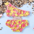 thumbnail image 3 of Infant Girls Ruffled Swimwear One Shoulder Ice-Cream Print 2Pcs Patchwork Beachwear Biniki Suit  Yellow 2-3 Years, 3 of 7