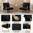 thumbnail image 4 of Renwick Upholstered Velvet Accent Armchair with Cozy Pillow and Gold Metal Frame, Black, 4 of 10