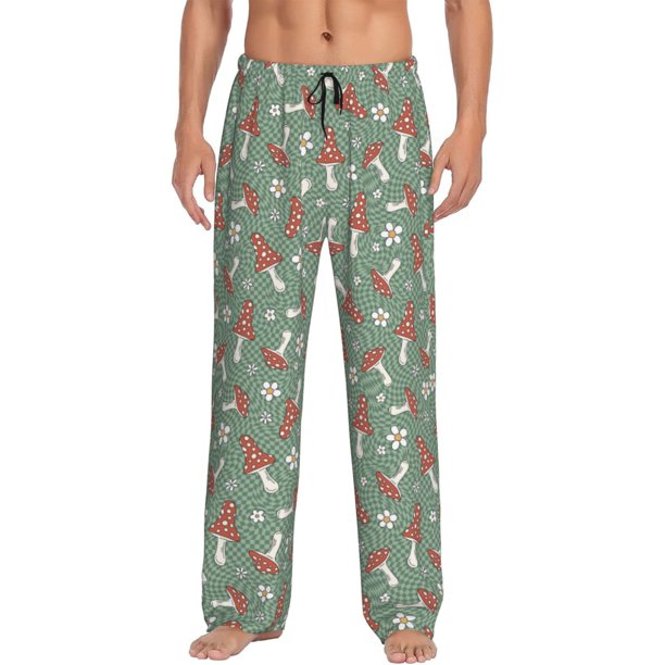 Balery Retro Hippie Groovy Mushroom Pantalones de pijama para hombre, pijama ultraligero, pantalón de descanso-3X-Large