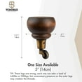 thumbnail image 5 of TCHOSUZ 6 inch / 14cm Wooden Furniture Legs, Pack of 4 Classic Glaze Solid Wood Round DIY Replacement Bun Feet with Caster Wheels for DIY Project Sofa Couch Ottoman Cabinet Bed Riser, 5 of 8