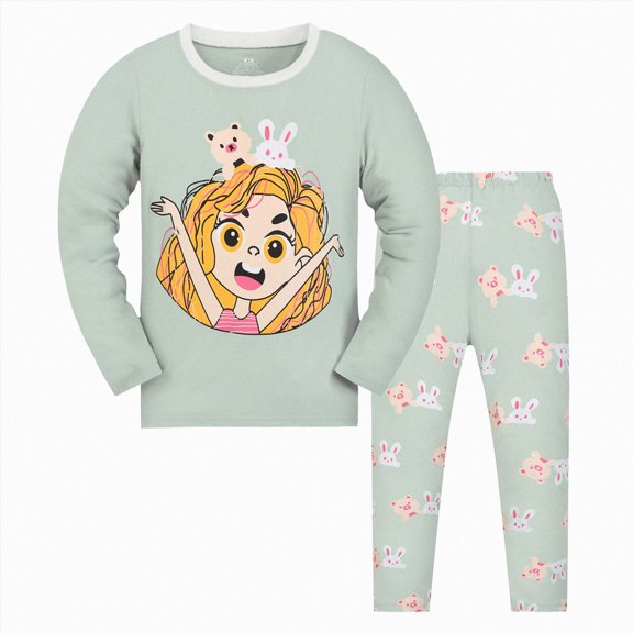 Kaprioy Girls Pajamas Toddler Cotton Pajamas 2 Pieces Pjs Kids Sleepwear Clothes Long Sleeves Long Pants Homewear Sets
