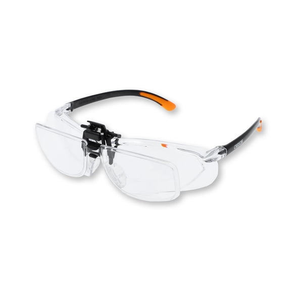 Carson Safety Glasses  2.5 Diopter with Scratch-Resistant Polycarbonate Lens 1.5x Magnifier Flip-Up Lens System