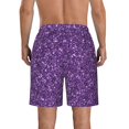 thumbnail image 3 of KLL Purple Glitter Men's Casual Summer Beach Shorts Hawaiian Shorts with Pockets-XX-Large, 3 of 5