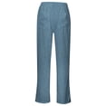 thumbnail image 4 of DHFJKG Linen Pants Women Bohemian Casual Summer Lightweight Loose Fit Straight Leg Drawstring Elastic Waist Beach Pants Trendy Trousers, 4 of 4