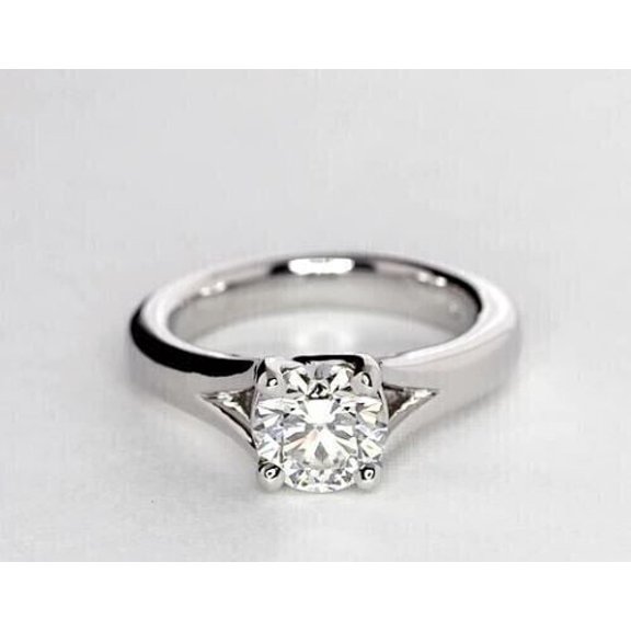 2Ct Lab Created Diamond Round Cut Solitaire Fancy Ring 14K White Gold Plated