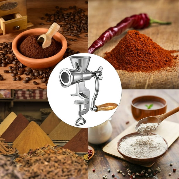 VEVOR Moulin à grains manuel, moulin à grains manuel en acier inoxydable,  broyeur à grains de café manuel de conception de pince de comptoir, moulin  à blé à manche en bois, manivelle