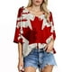 thumbnail image 1 of Tops de tallas grandes para el Día de Canadá: cuello redondo, diseño texturizado, estilo informal de verano, combinación con vaqueros, lavables a máquina., 1 of 5