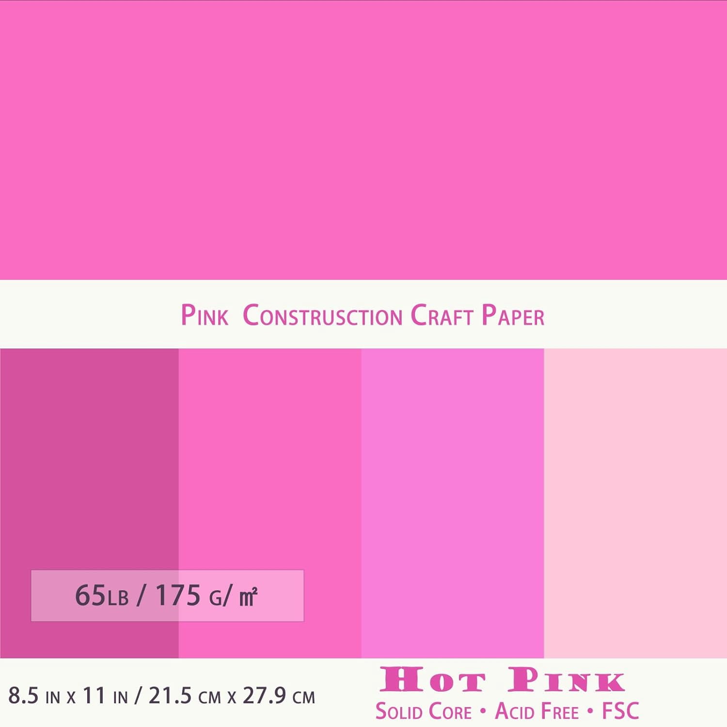 40 Sheets Pink Colored Cardstock, Art Kraft Cover Stock Paper, 65lb/175GSM for Card Construction Making, Scrapbooking, Printing, Quilling and Crafts DIY 4 Shades, 10 Sheet Each Color