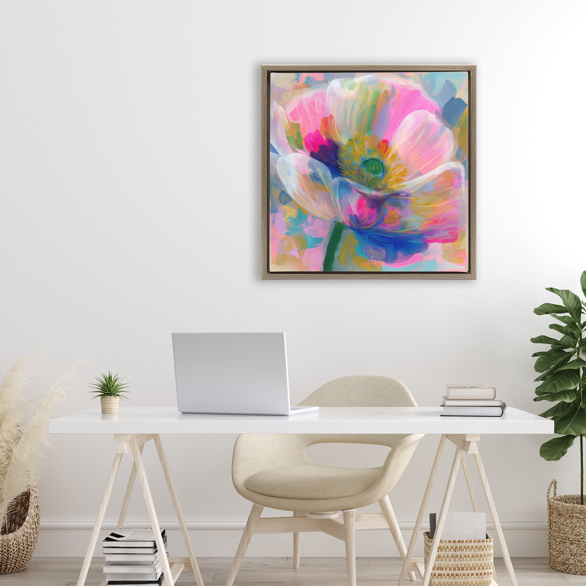 Stupell Industries Backlit Kaleidoscopic Poppy Brown Framed Floater Canvas Wall Art, design by Chromatic Storm Studio