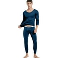 thumbnail image 4 of Fshiont Mens Thermal Underwear Set Fleece Lined Long Johns Base Layer Winter Clothes Top Bottom Elasticity​ Navy 2XL, 4 of 5