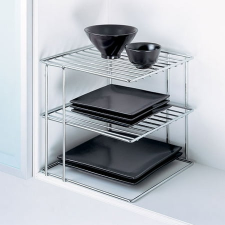 shelf kitchen corner chrome wire tier three metal shelves storage cabinets organize additional walmart cabinet