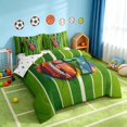 thumbnail image 2 of Manfei Cartoon Football King Bedding, Sports King Bed in a Bag, Green Brown Blue, Polka Dots Reversible 7pcs, 2 of 6